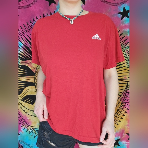 Adidas - Essential Red Crewneck T-Shirt - Picture 2 of 5